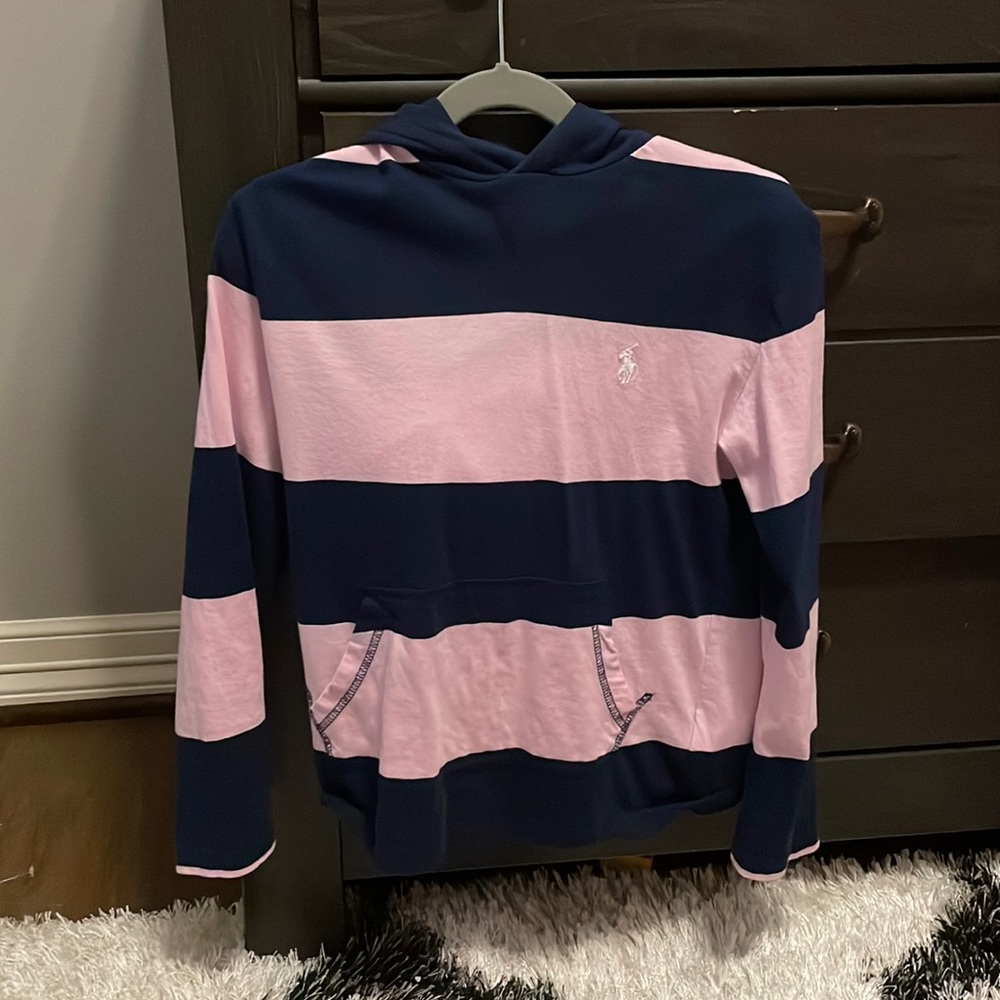 Long sleeve shirt with hoodie.